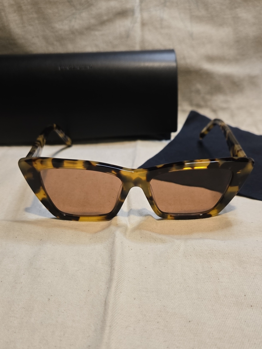 Saint Laurent SL 276 MICA Tortoise Cat Eye Sunglasses 53mm Case YSL